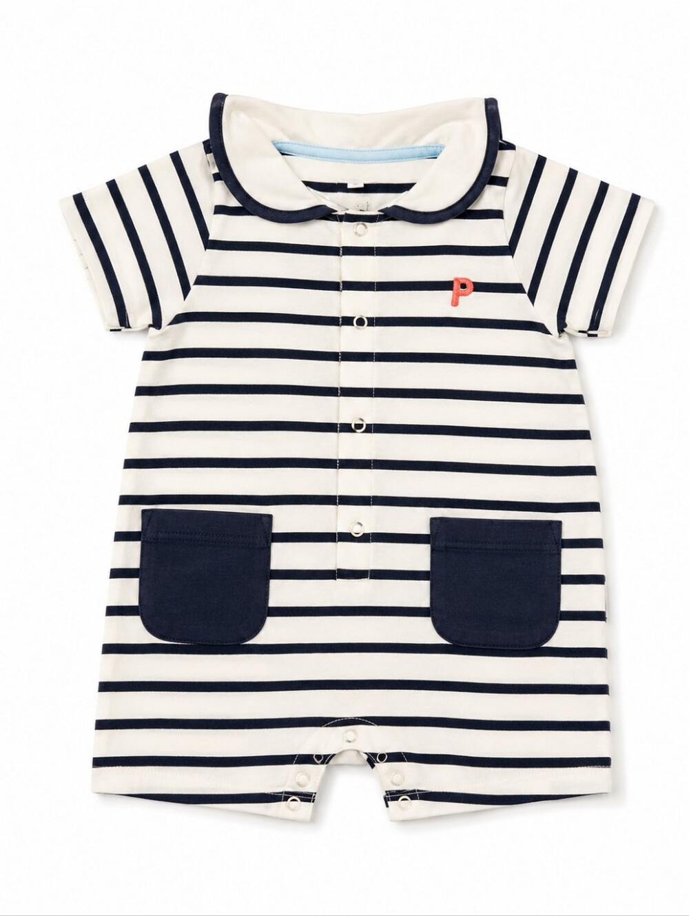 Polarn O Pyret Cotton Striped Sailor Short Sleeve Short Romper